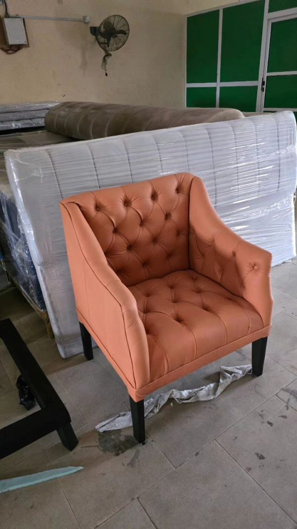 Semiskin leather accent chair in a living room from Winnyz Interiors