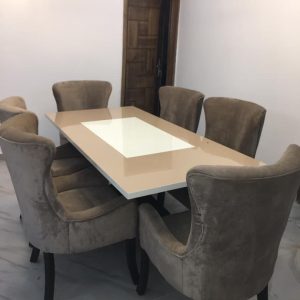 Dining table 6 seater dining set Material: Glossy hdf wood top