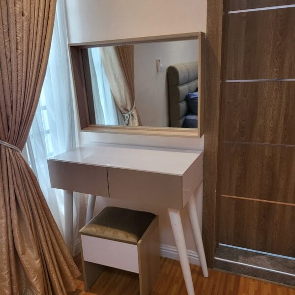 Dresser with Mirror and Puff