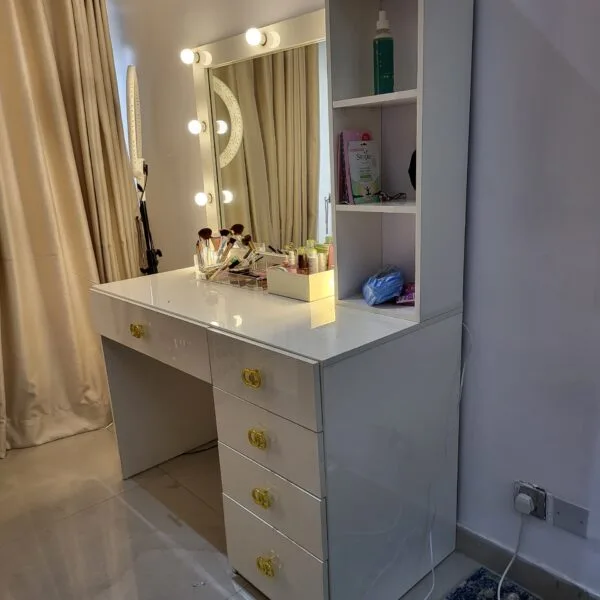 Dresser with Mirror and Puff