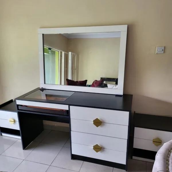 Dresser with Mirror and Puff