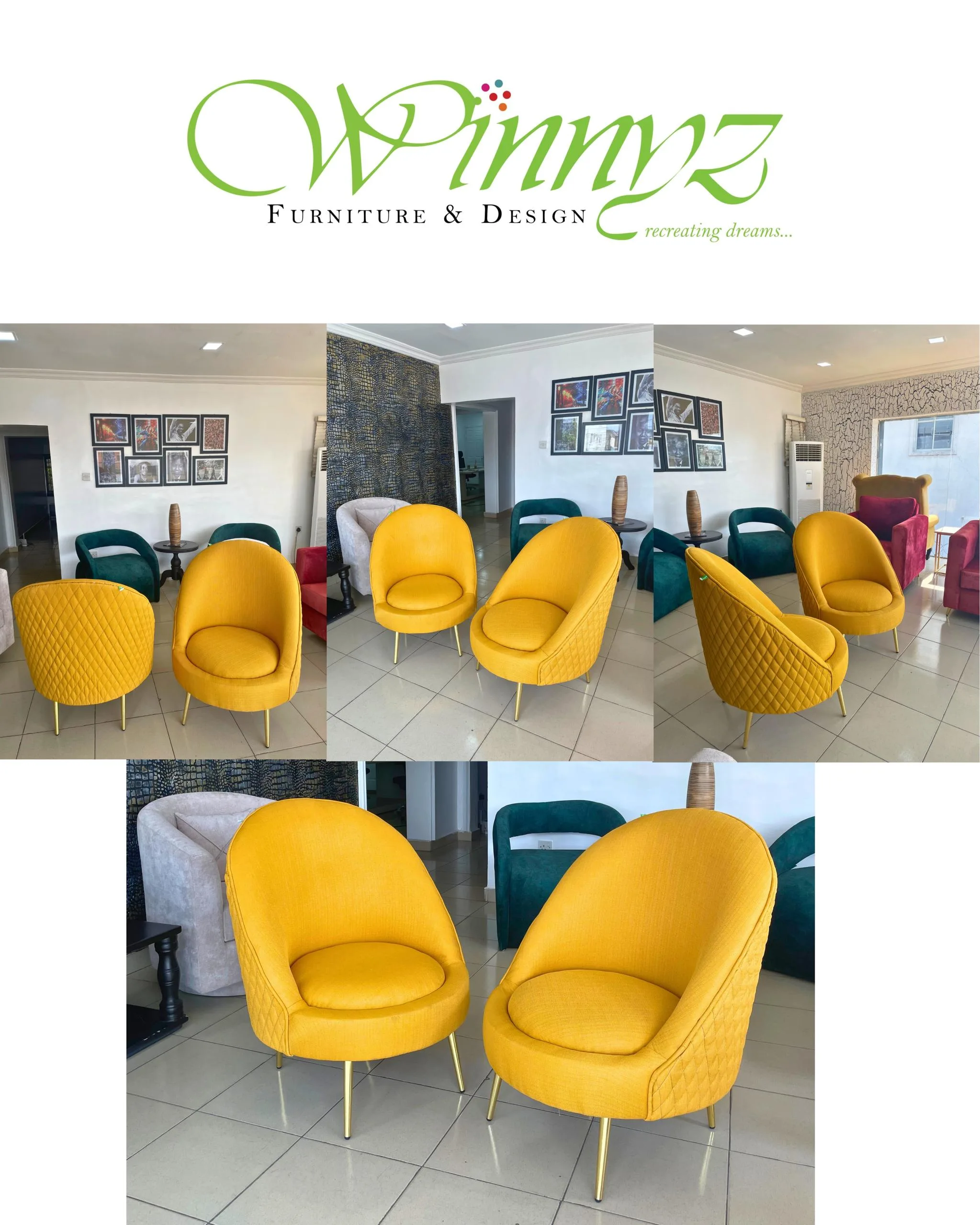 A Pair of Yellow Accent chair - Image 1